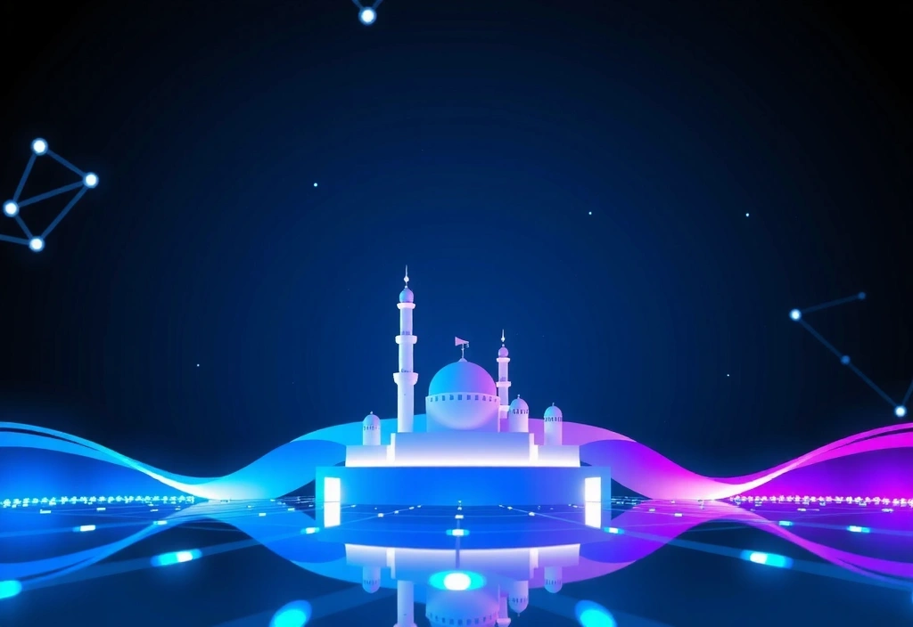 Abstract representation of digital connectivity and innovation in Qatar