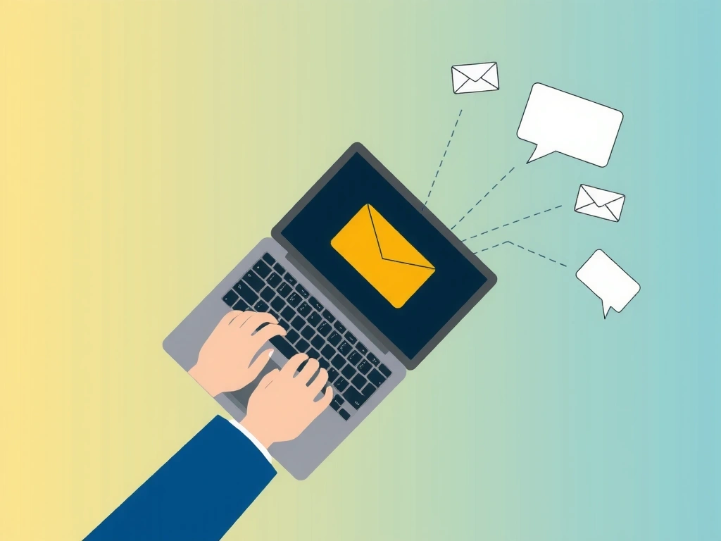 Person typing on a laptop, symbolizing communication and inquiry.