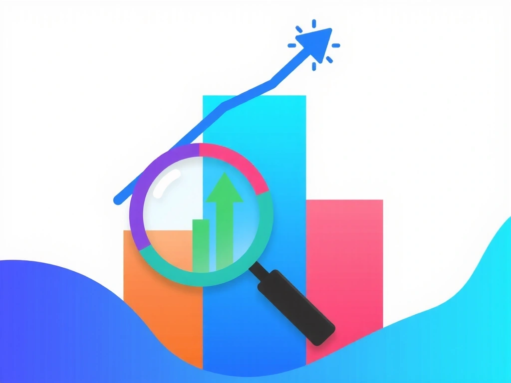 Illustration of a bar chart and magnifying glass for analytics