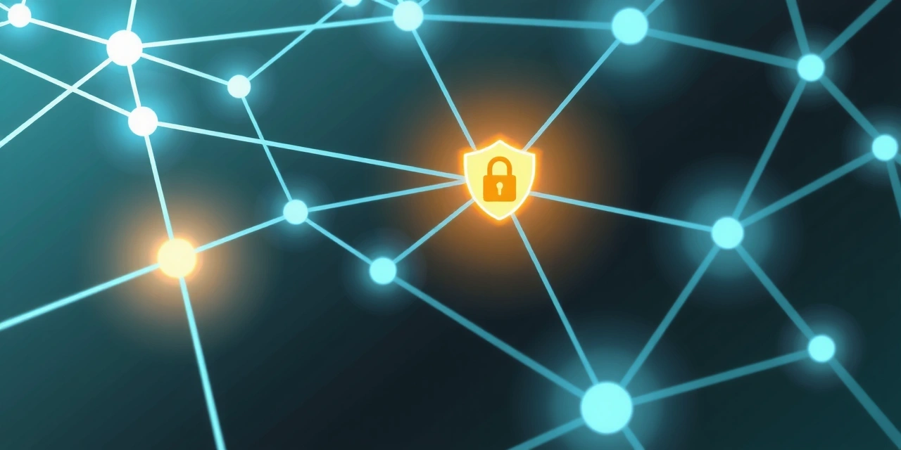 Abstract representation of secure data flowing through a network