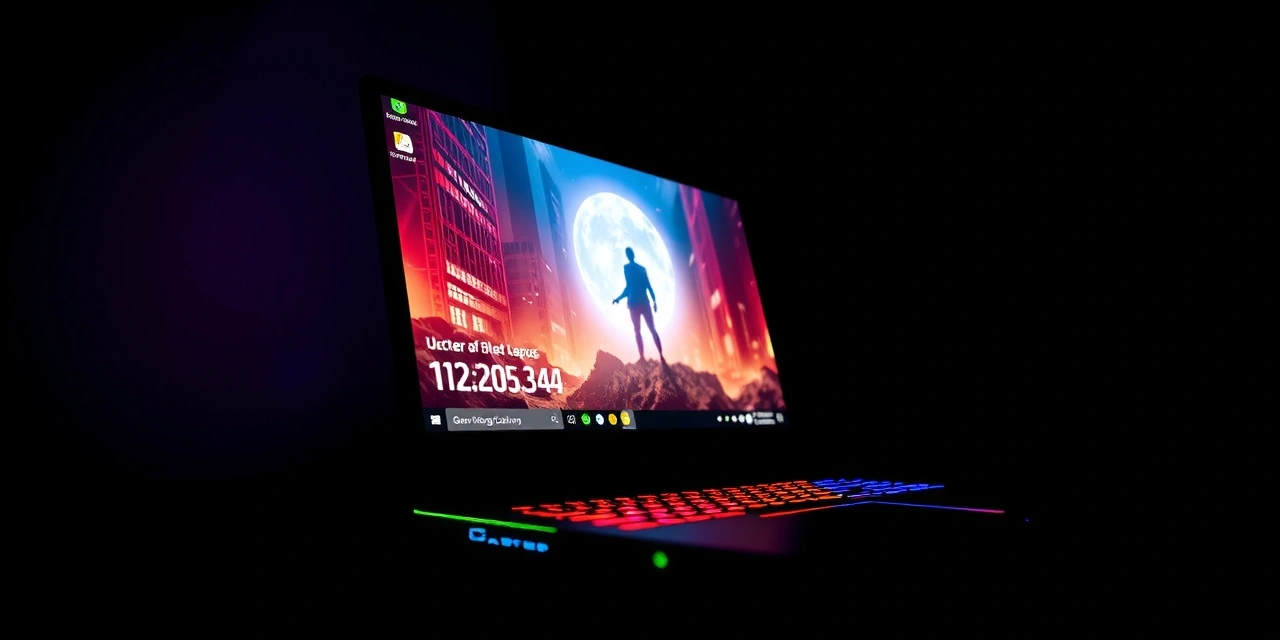 High-end gaming laptop displaying a vibrant game scene