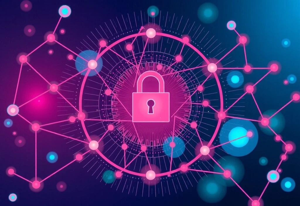 Digital privacy concept with padlock and network connections